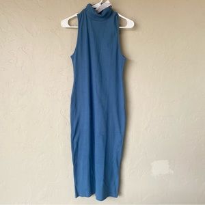 NWT Zara High Collar Rib Dress in Blue